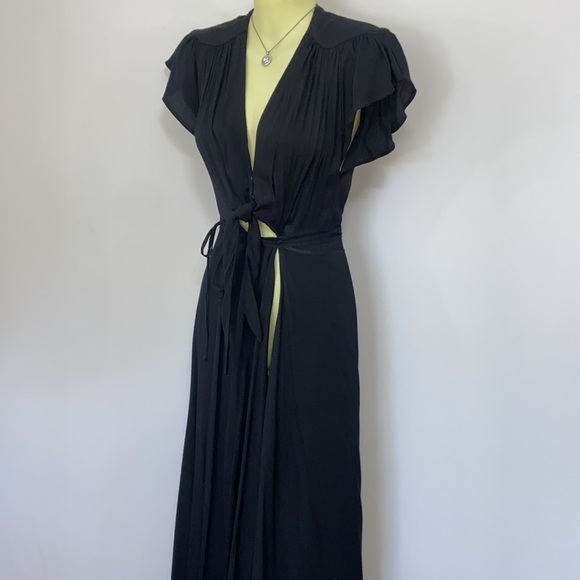 REFORMATION BLACK MAXI WRAP DRESS RAYON/VISCOSE EXCELLENT  2 - Picture 5 of 9